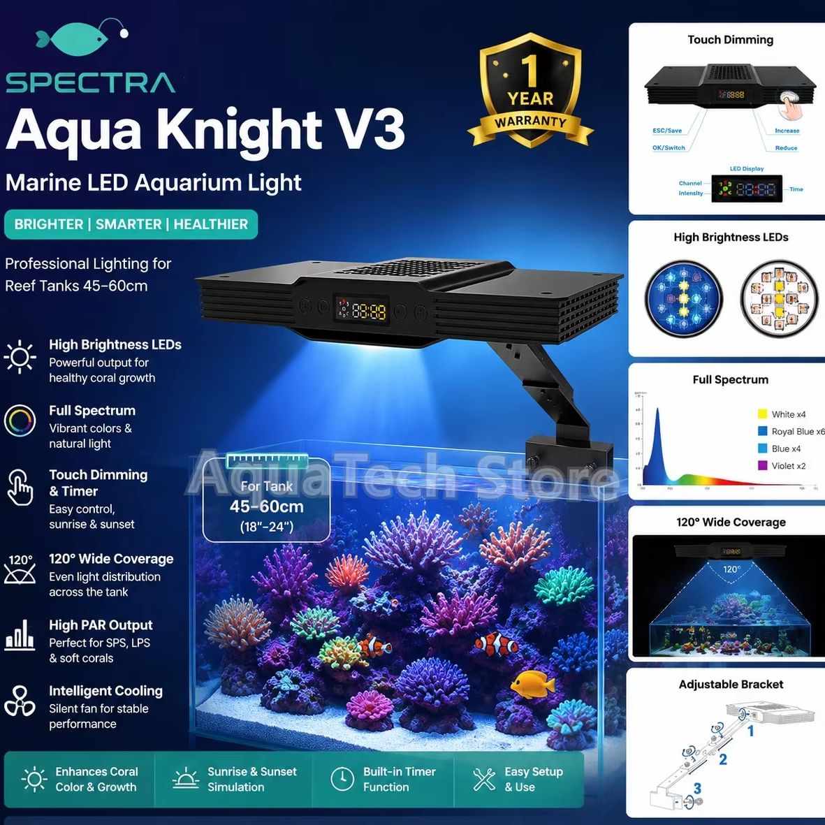 Marine Coral - Spectra Aqua Knight V3 75W قابل